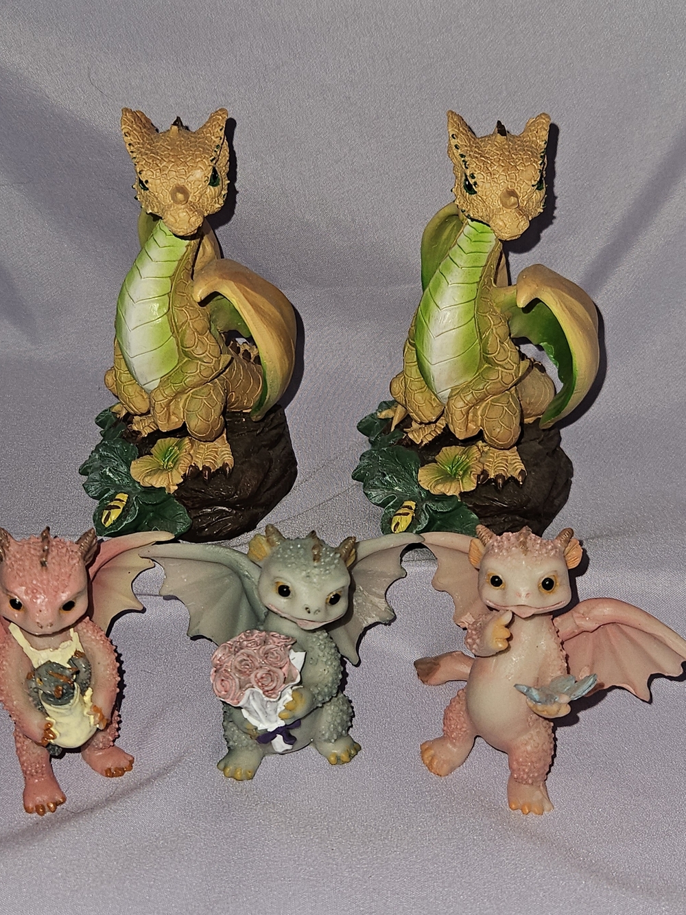 Cute Dragon Figurine Green & Pastel Dragons